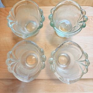 🕊️Vintage Crystal Clear Frosted Tulip Votive Candle Holder Set Of 4 - 2 Shades🕊️